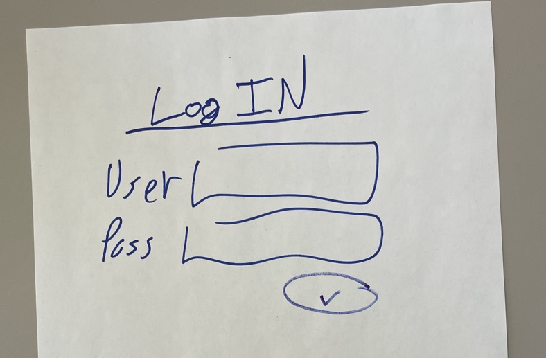 a poorly drawn sketch of the login page